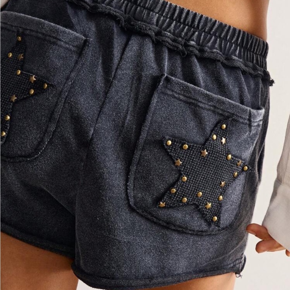 Women's Black Star-Embellished Casual Shorts